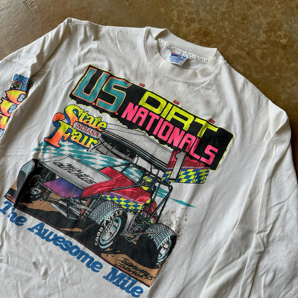 World of Outlaws Racing 1992 Double Sided White Shirt 90's - L hover