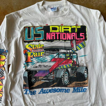 World of Outlaws Racing 1992 Double Sided White Shirt 90's - L