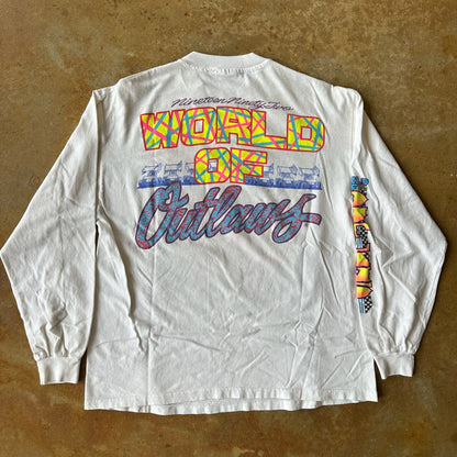 World of Outlaws Racing 1992 Double Sided White Shirt 90's - L