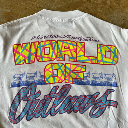 World of Outlaws Racing 1992 Double Sided White Shirt 90's - L