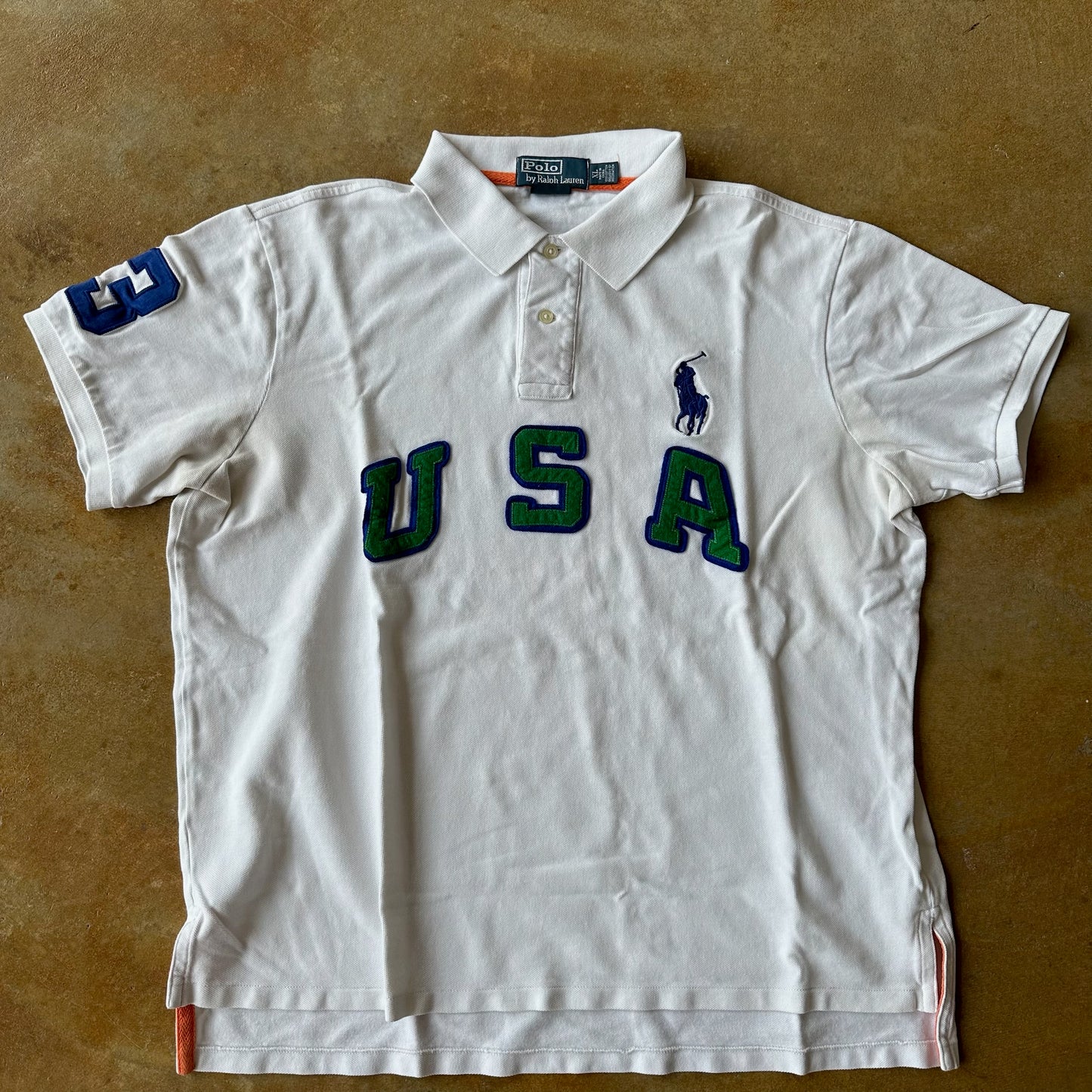 Polo Ralph Lauren USA Spellout Big Pony Polo Rugby Shirt 90's - XL