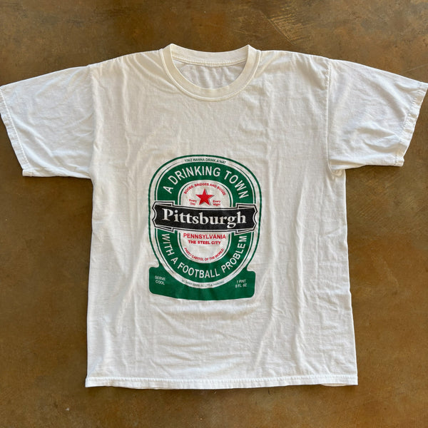 Pittsburgh Heineken Parody Shirt Drinking Town Football Problem Graphic Shirt 90's - L