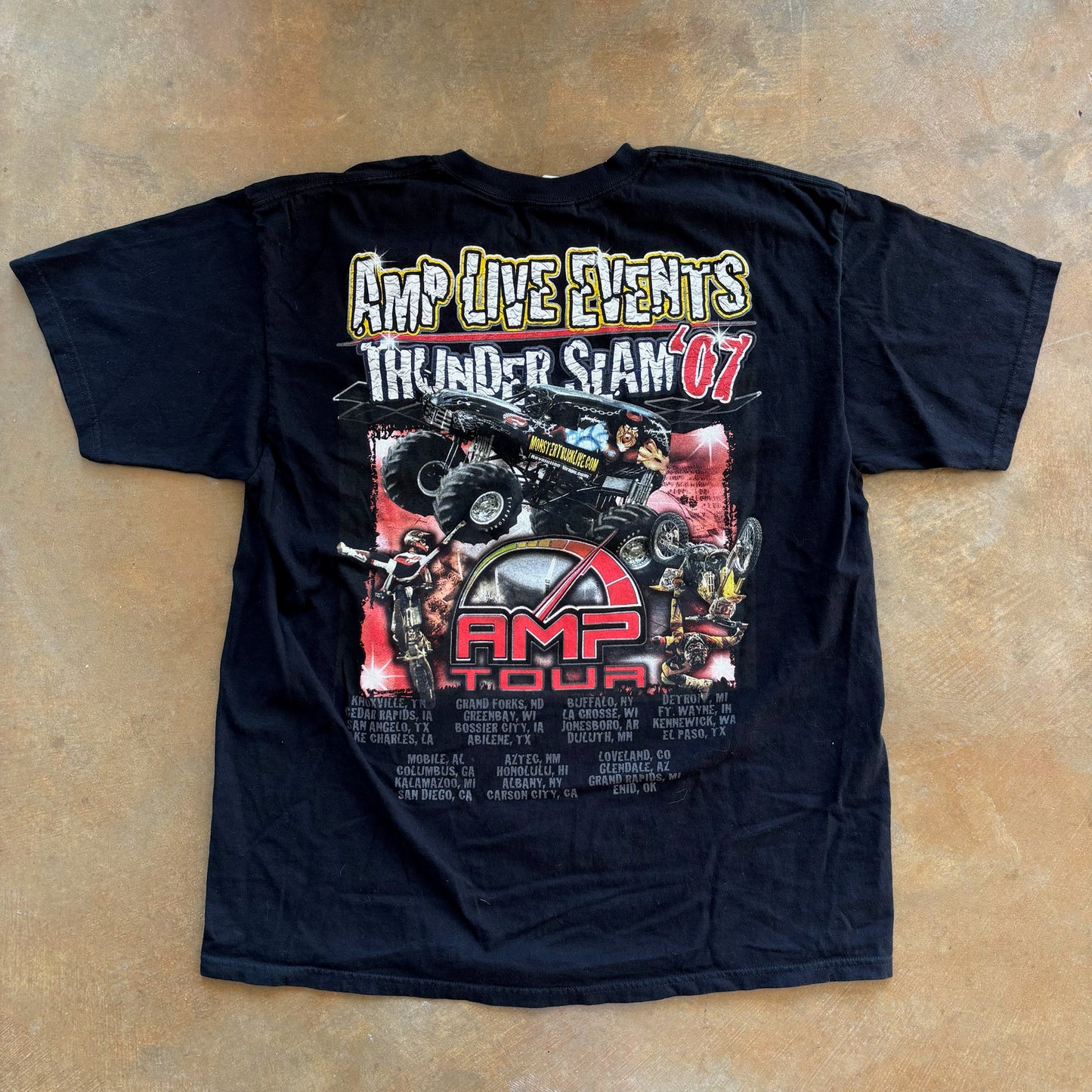 AMP Monster Truck Thunder Slam Graphic T Shirt 00's - XL