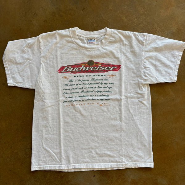 Budweiser King of Beers 1997 Graphic T Shirt Spellout 90's - XL