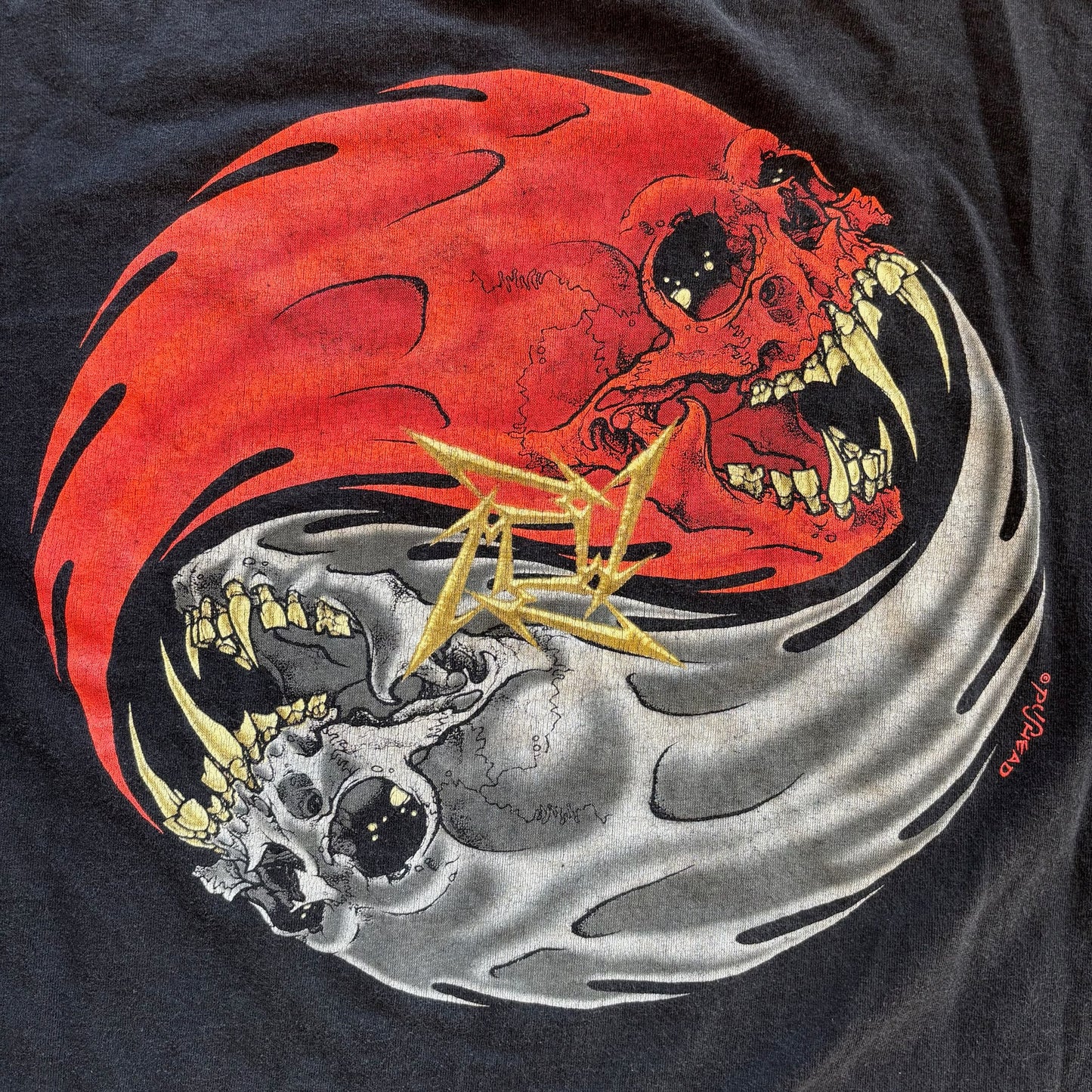 RARE Metallica Rebel Pushead Concert Tour Yin Yang Graphic Band Tee Shirt 90's - 3XL