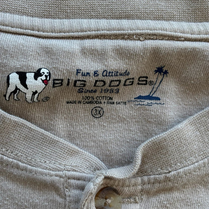 Big Dogs 'Just Do it Tomorrow' Embroidered Henley Shirt 90's - 3XL