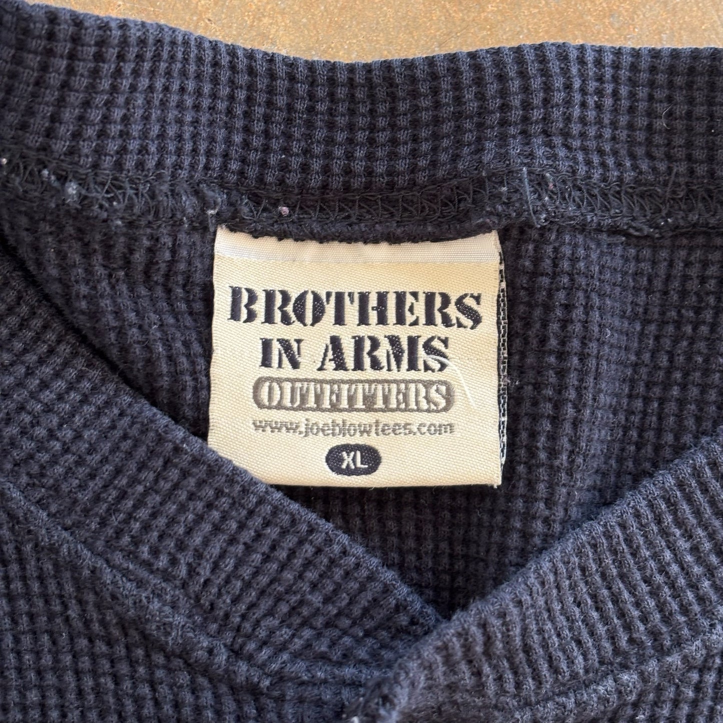 Semper Fi Thermal Long Sleeve Henley Style Shirt Double Sided Graphic 90's - XL