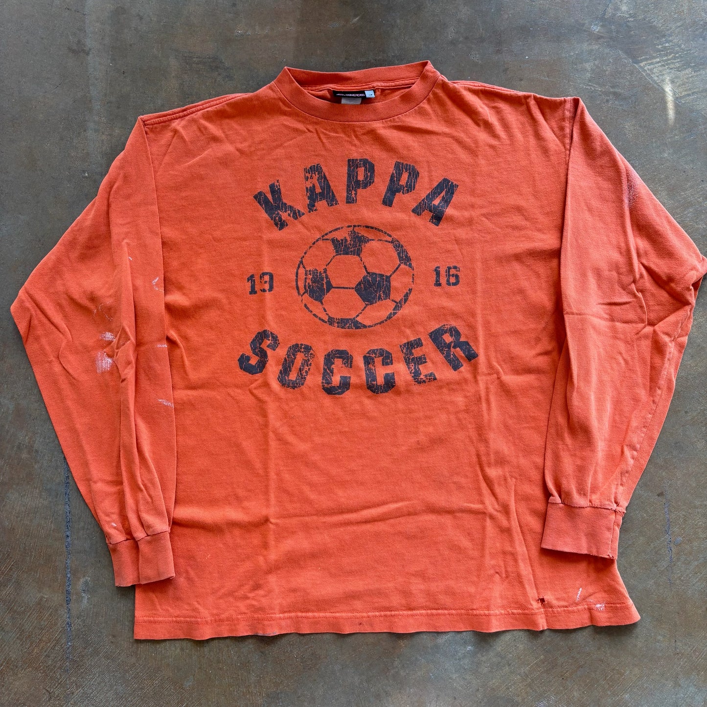 Kappa Soccer Faded Retro Graphic Long Sleeve Shirt 90's - L