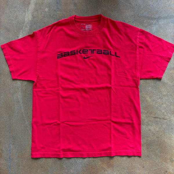 Nike Basketball Spellout Center Swoosh T Shirt 00's - XL
