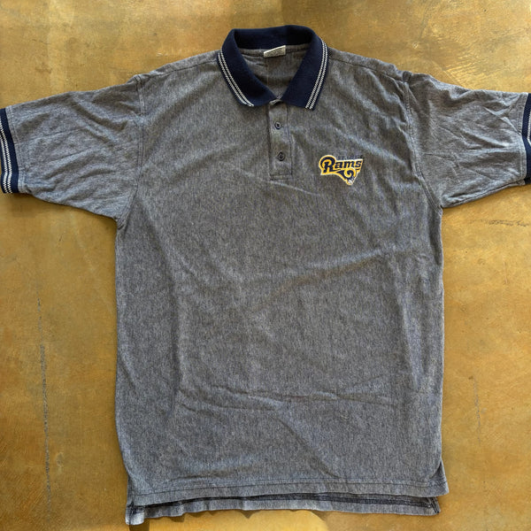 St. Louis Rams Embroidered Cuff Short Sleeve Polo Shirt 90's - L