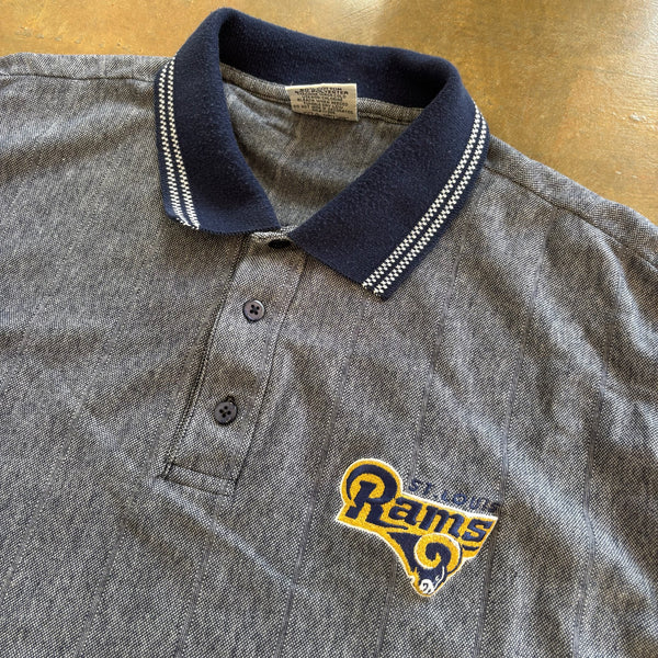 St. Louis Rams Embroidered Cuff Short Sleeve Polo Shirt 90's - L hover
