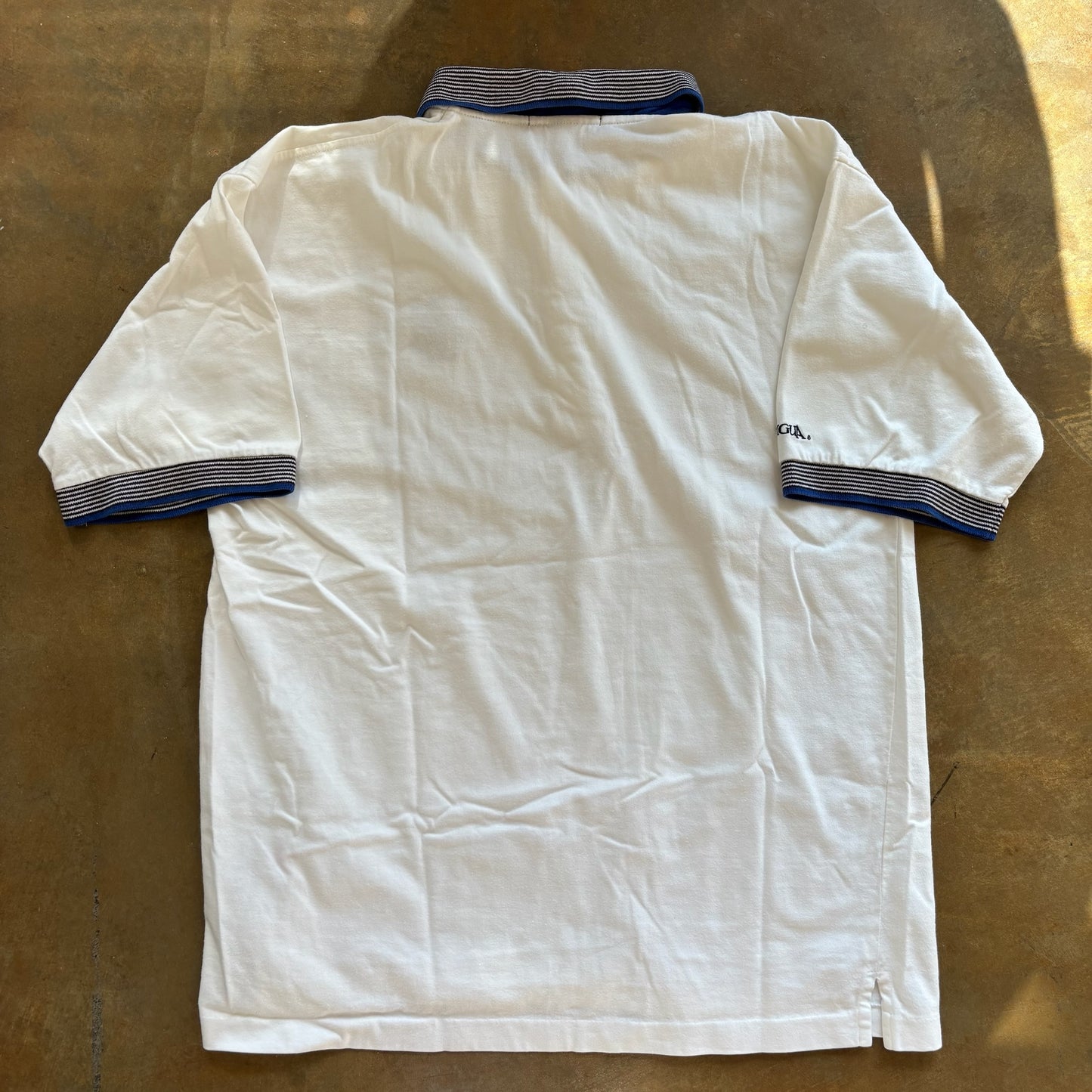 St. Louis Rams White Embroidered Spellout Logo Polo Shirt 90's - L