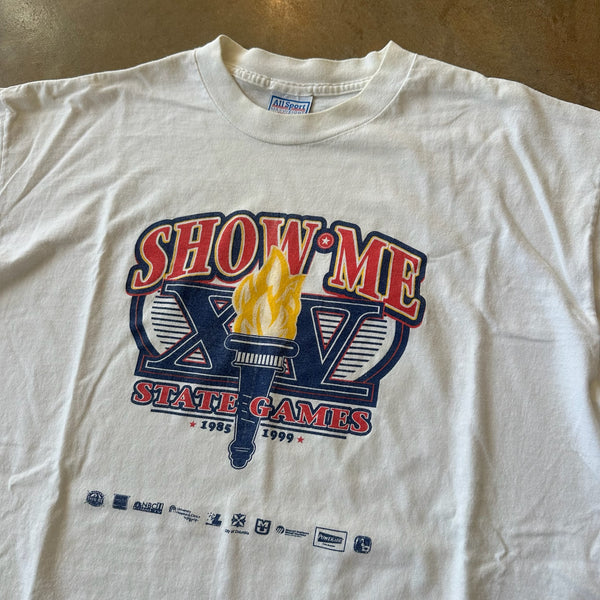 Show Me State Games Missouri 1999 White Shirt 90's - 2XL hover