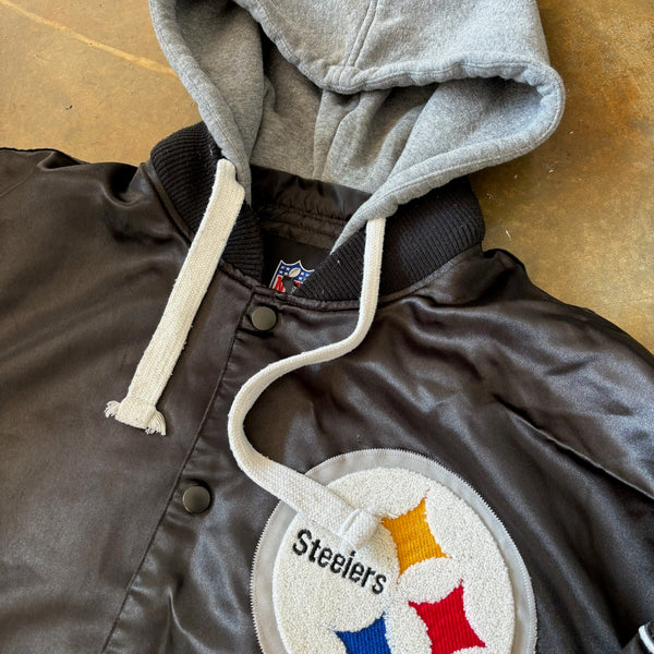 Pittsburgh Steelers Snap Button Hooded Jacket Embroidered 00's - 3XL hover