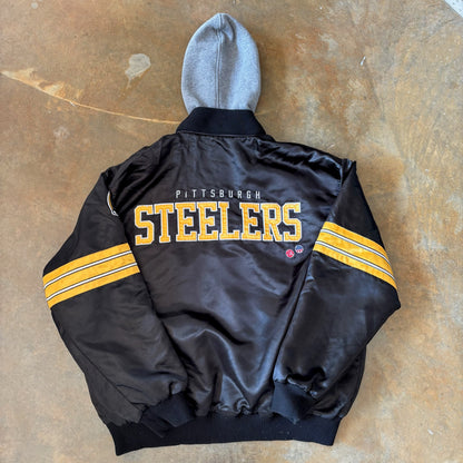 Pittsburgh Steelers Snap Button Hooded Jacket Embroidered 00's - 3XL