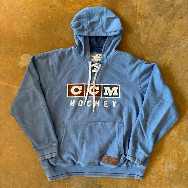 CCM Hockey Embroidered Lace Sweatshirt Hoodie 90's - XL