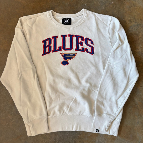 St. Louis Blues Embroidered Spellout Center Logo Sweatshirt Crewneck '47 00's - XL