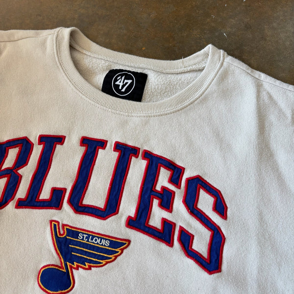 St. Louis Blues Embroidered Spellout Center Logo Sweatshirt Crewneck '47 00's - XL hover