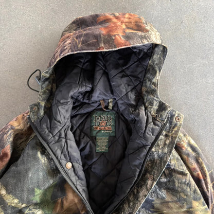 Camo Hooded Snap Button Zip Insulated Jacket 90's - 2XL