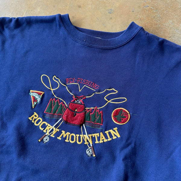 Fly Fishing Rocky Mountains Embroidered Crewneck 90's - M hover