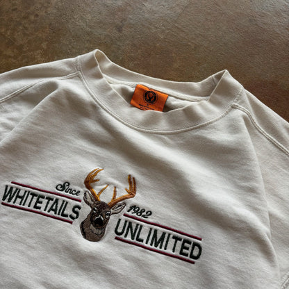 Whitetails Unlimited Hunting Deer Embroidered Sweatshirt Nature Graphic 90's - XL