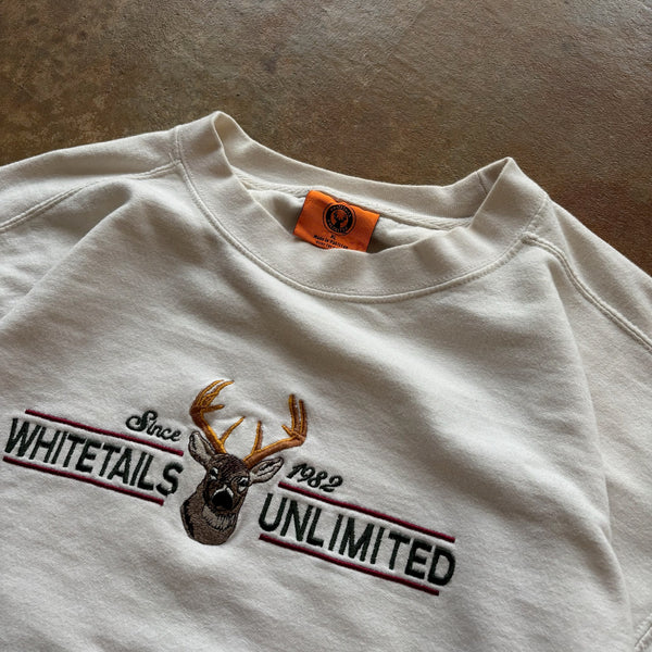 Whitetails Unlimited Hunting Deer Embroidered Sweatshirt Nature Graphic 90's - XL hover