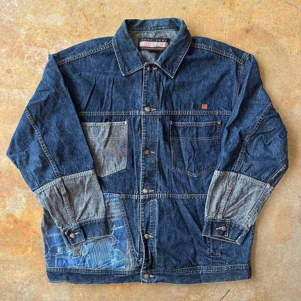 Phat Farm Embroidered Patchwork Jean Jacket 90's - 2XL