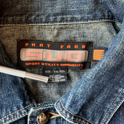 Phat Farm Embroidered Patchwork Jean Jacket 90's - 2XL