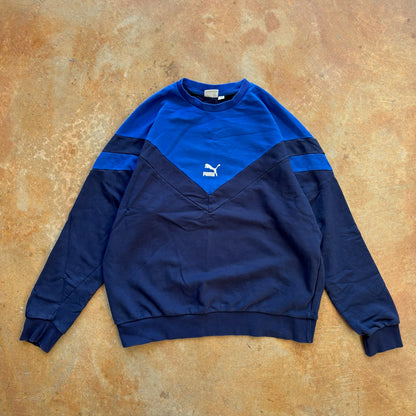Puma MCS Chevron Stripe Blue Crewneck Sweatshirt 00's - L