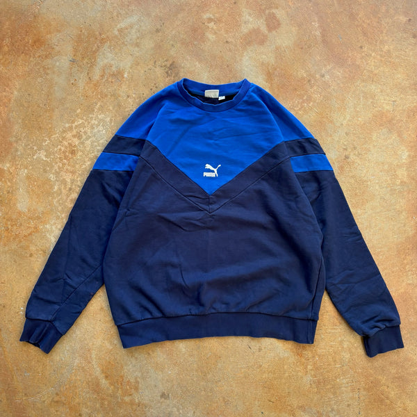 Puma MCS Chevron Stripe Blue Crewneck Sweatshirt 00's - L