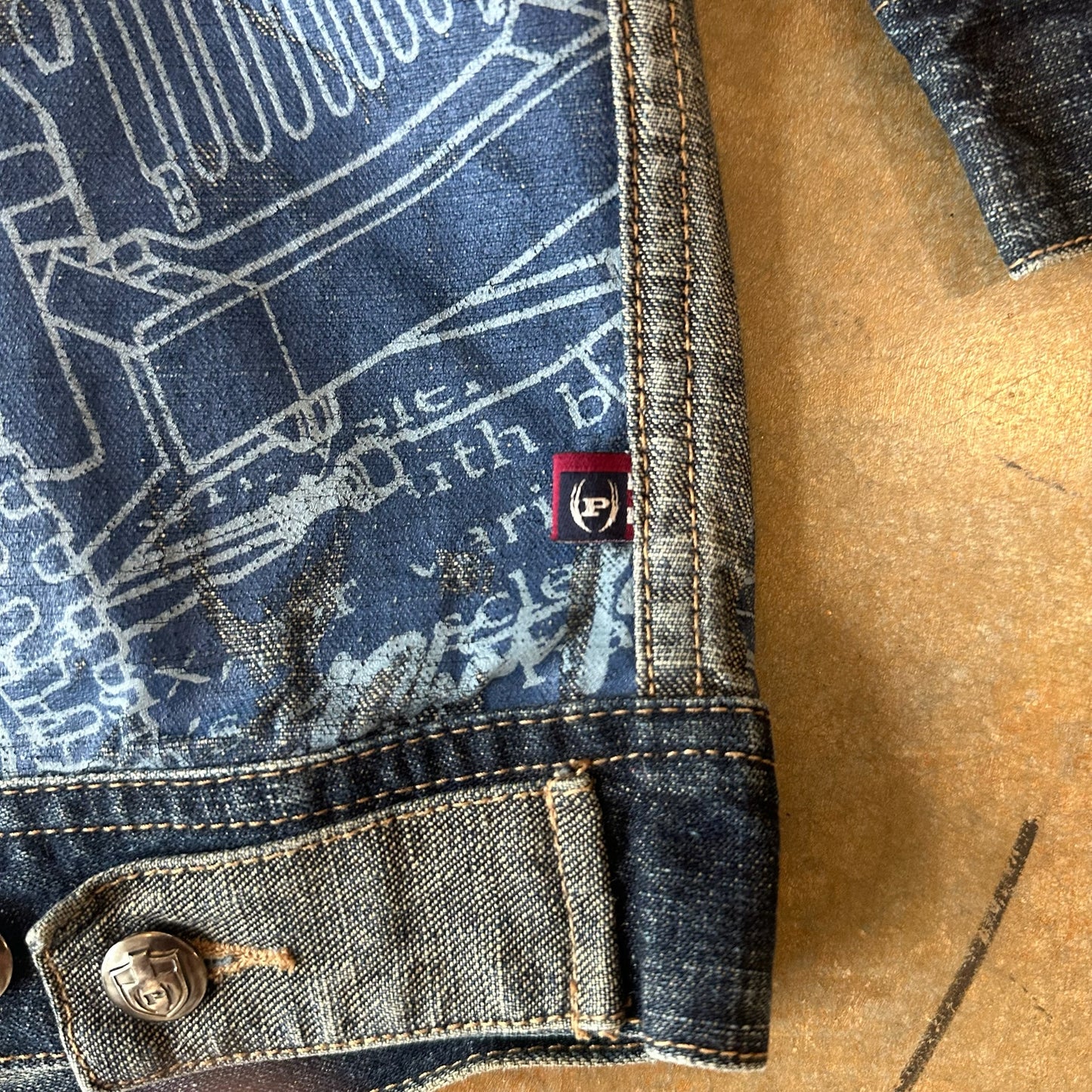 Phat Farm Embroidered Patchwork Jean Jacket 90's - 2XL