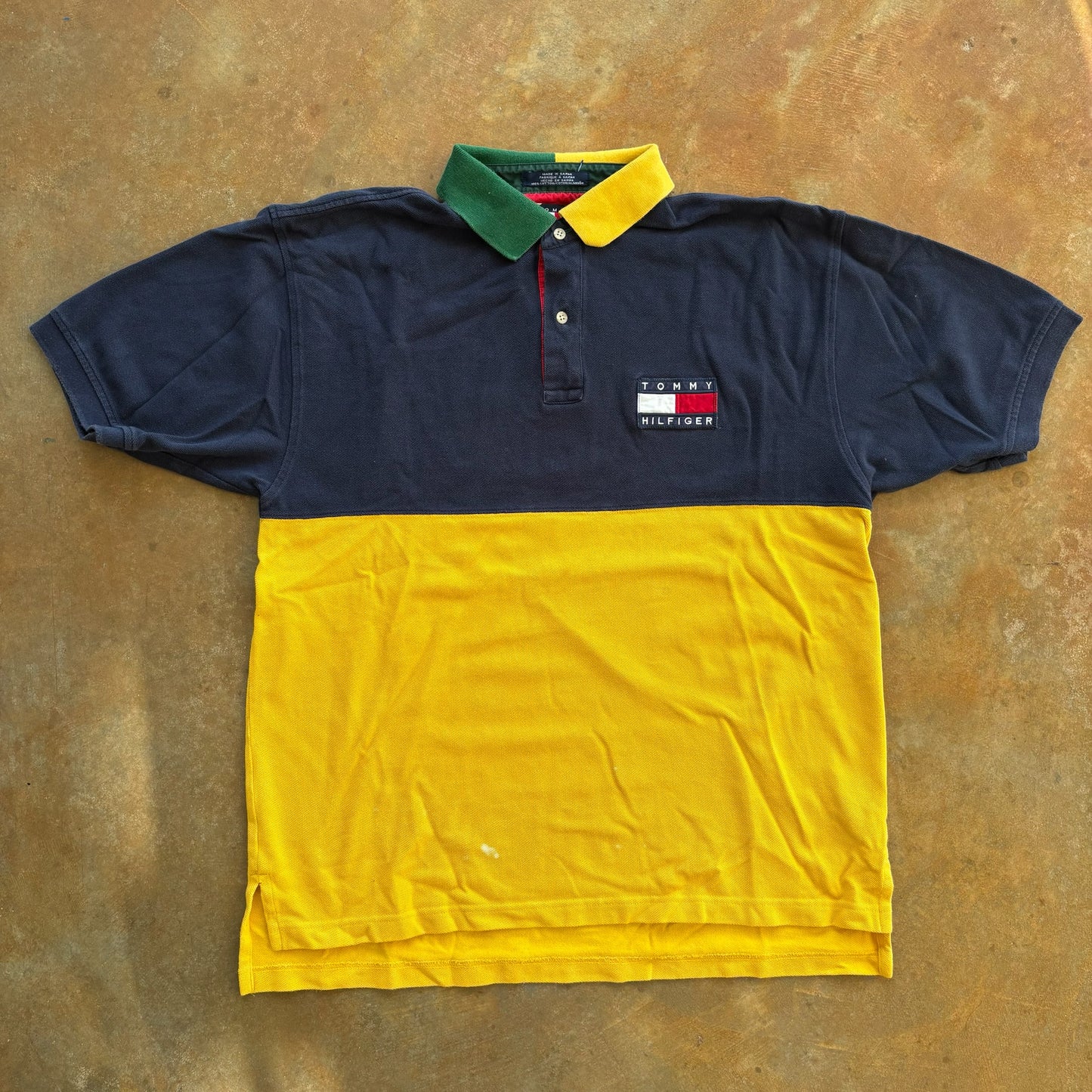 Tommy Hilfiger Colorblock Big Flag Logo Polo Shirt 90's - L