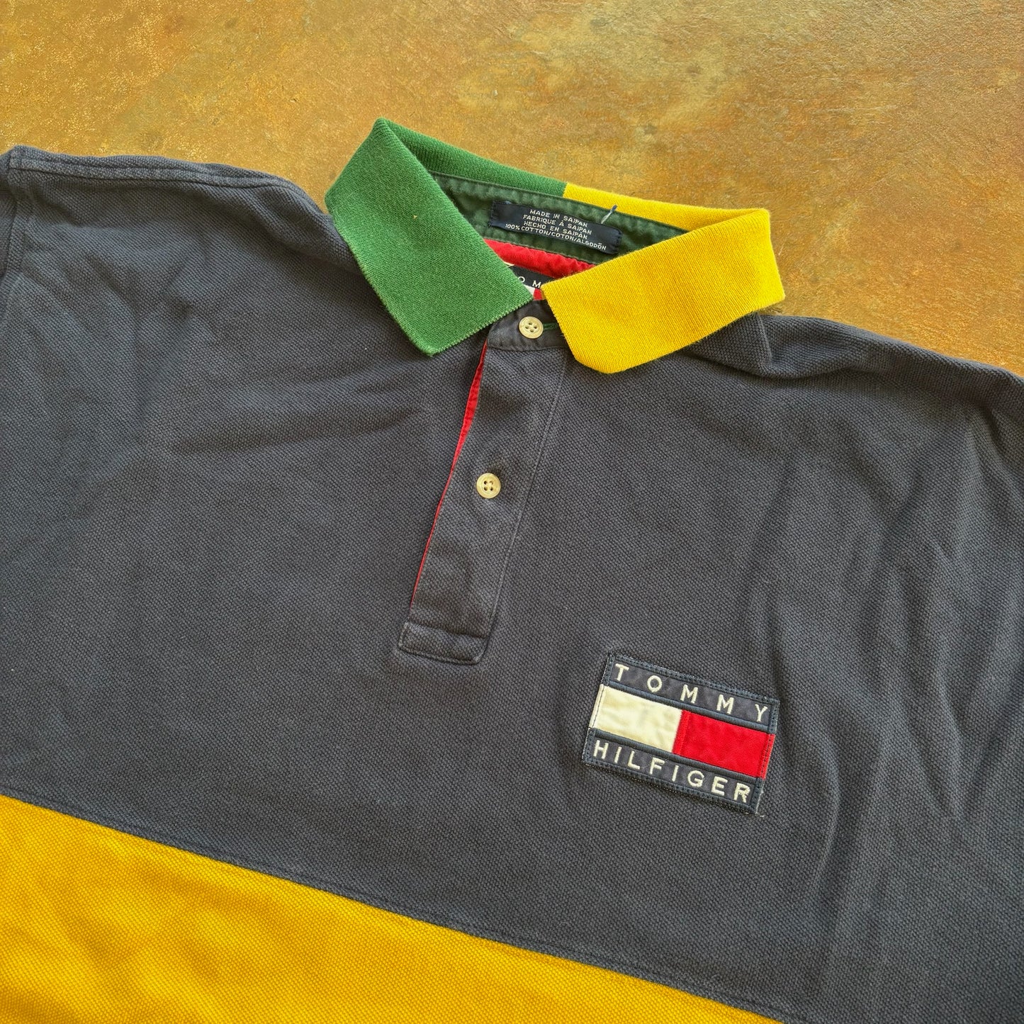 Tommy Hilfiger Colorblock Big Flag Logo Polo Shirt 90's - L