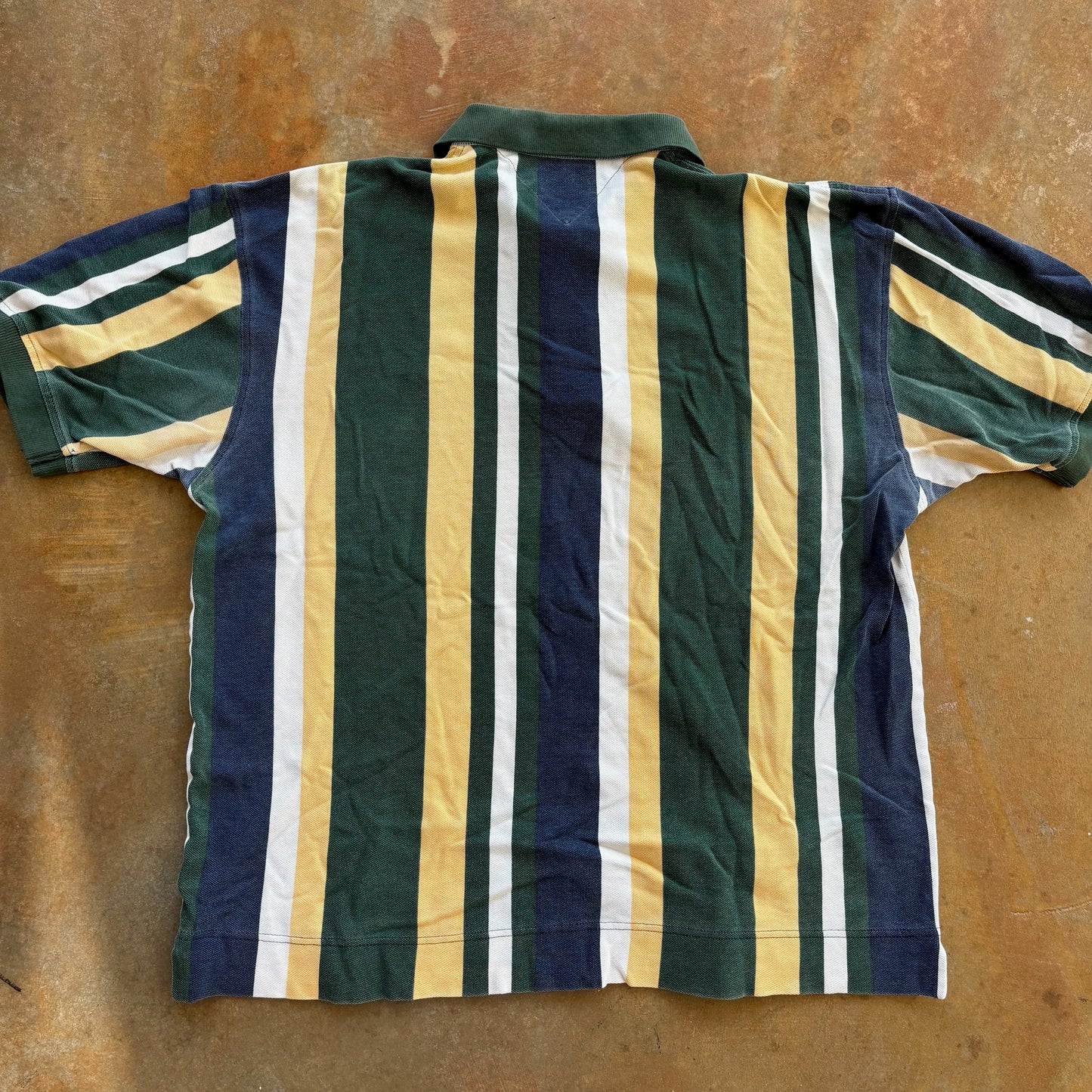 Tommy Hilfiger Colorful Striped Polo Shirt Crest Logo 90's - L
