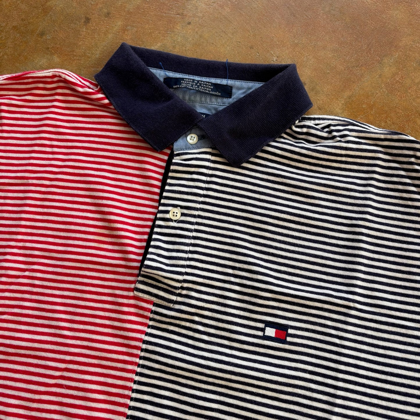 Tommy Hilfiger Colorblock Striped Polo Shirt Abstract 90's - L