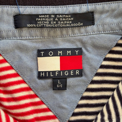 Tommy Hilfiger Colorblock Striped Polo Shirt Abstract 90's - L