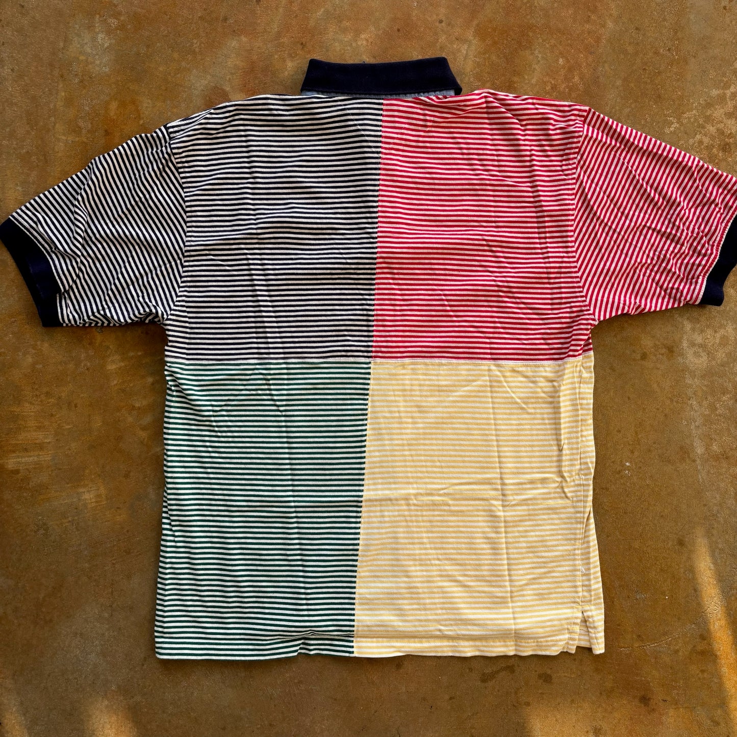 Tommy Hilfiger Colorblock Striped Polo Shirt Abstract 90's - L