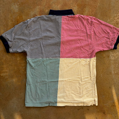 Tommy Hilfiger Colorblock Striped Polo Shirt Abstract 90's - L