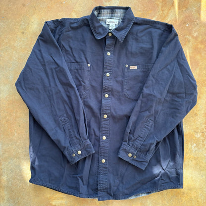 Carhartt Blanket Plaid Lined Canvas Snap Button Workwear Chore Jacket 00's - XL