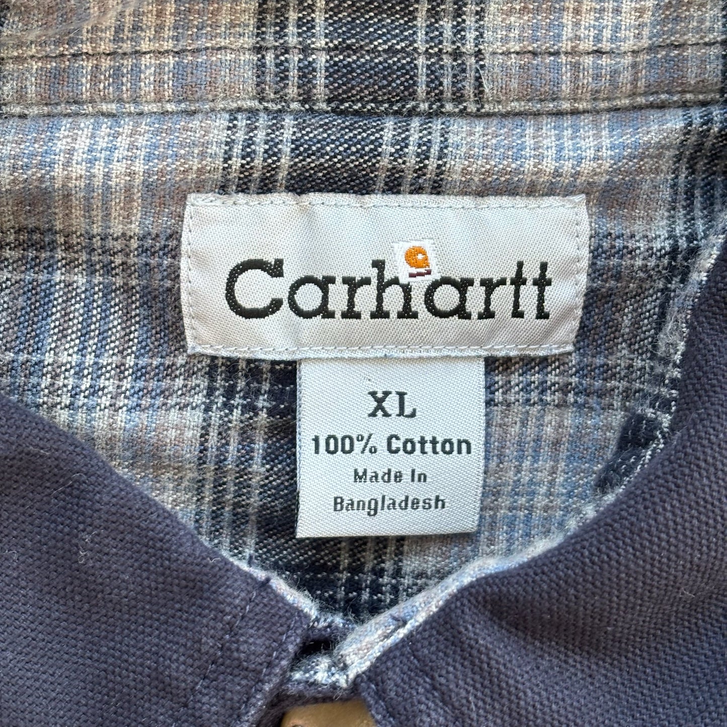 Carhartt Blanket Plaid Lined Canvas Snap Button Workwear Chore Jacket 00's - XL