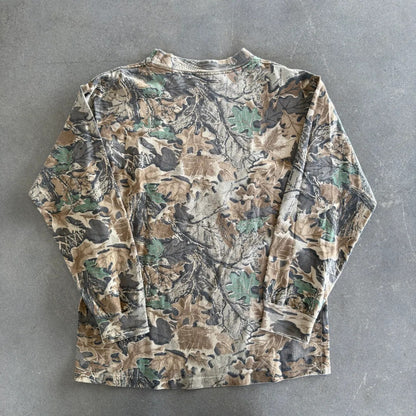 Sasquatch Camo Faded Long Sleeve Pocket Tee Shirt 90's - L