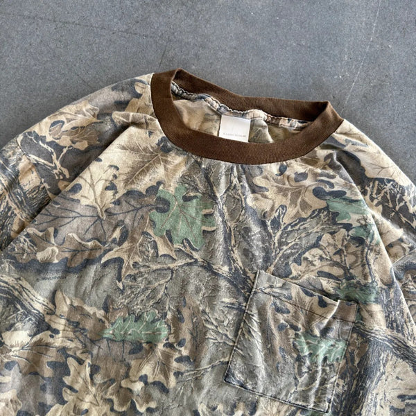 Vintage Faded Camouflage Camo USA Made Pocket Tee Shirt 80's - XL hover