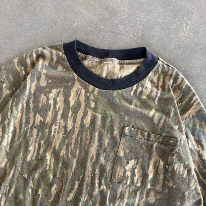 Camo Realtree Faded Lightweight Long Sleeve Pocket Shirt 80's - XL
