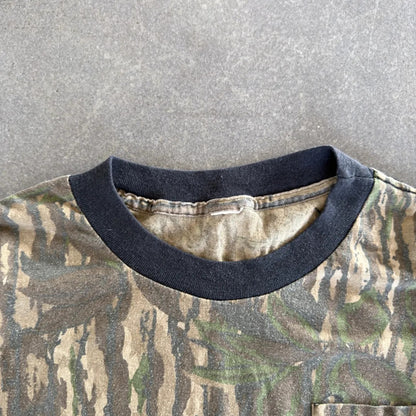 Camo Realtree Faded Lightweight Long Sleeve Pocket Shirt 80's - XL