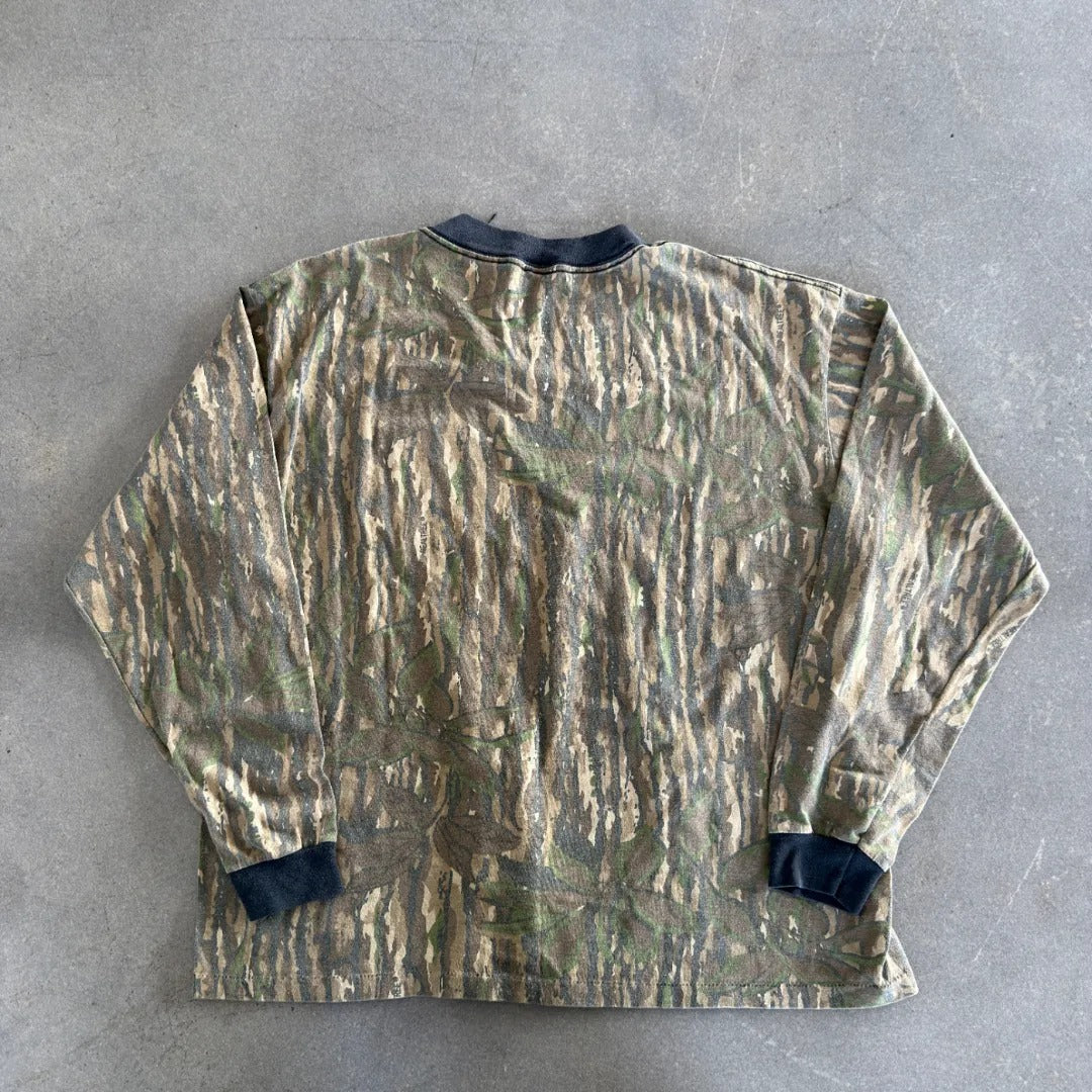 Camo Realtree Faded Lightweight Long Sleeve Pocket Shirt 80's - XL