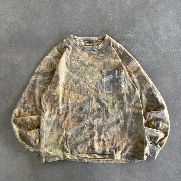 Jerzees Outdoors Faded Camo Long Sleeve Shirt 90's - M