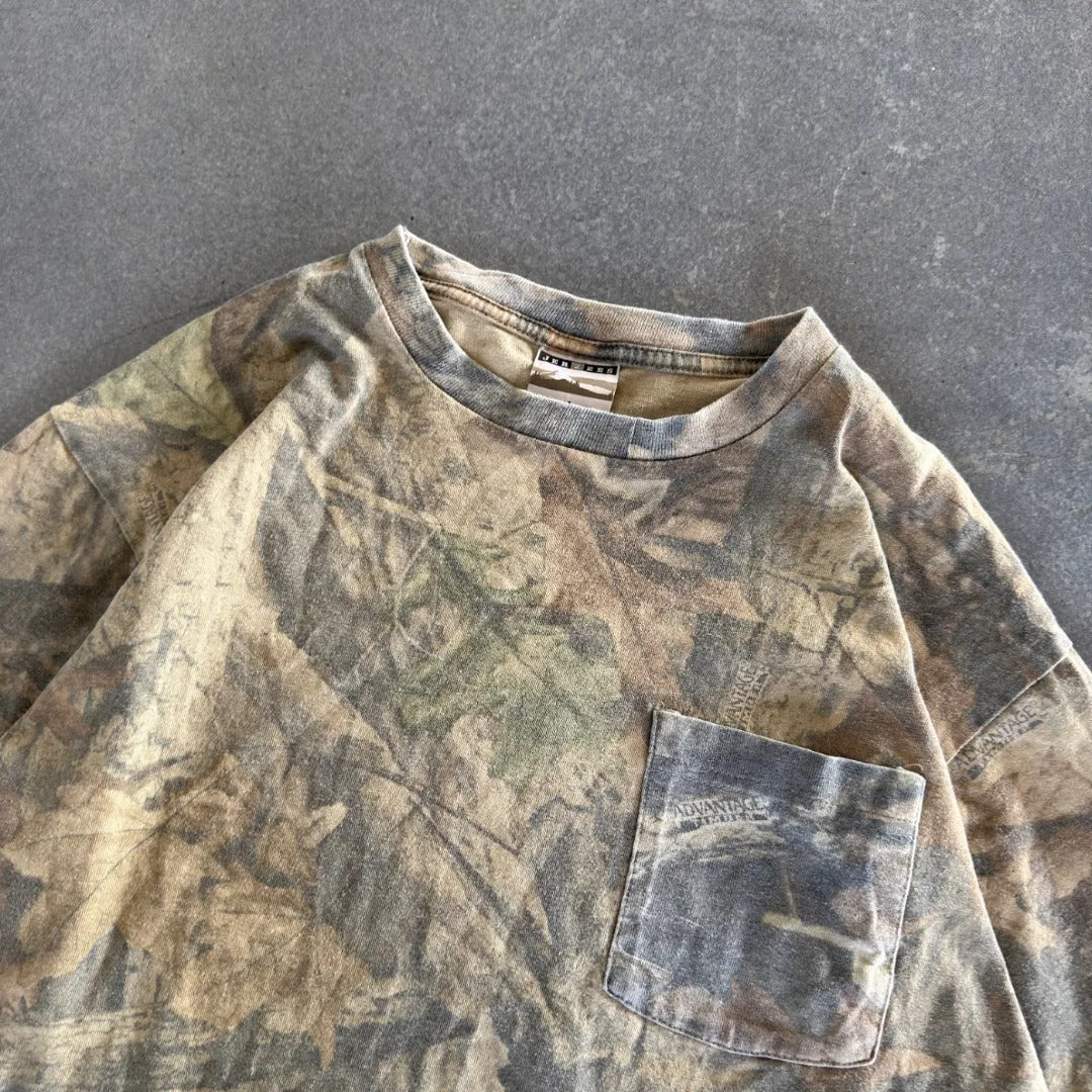Jerzees Outdoors Faded Camo Long Sleeve Shirt 90's - M