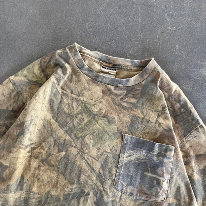 Jerzees Outdoors Faded Camo Long Sleeve Shirt 90's - M