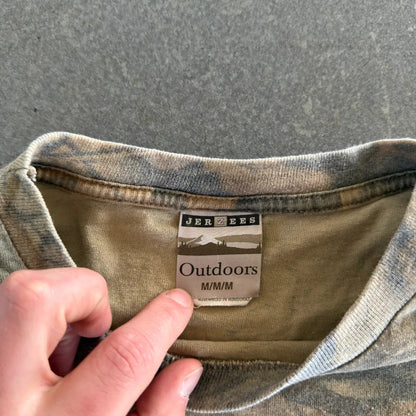 Jerzees Outdoors Faded Camo Long Sleeve Shirt 90's - M