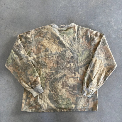Jerzees Outdoors Faded Camo Long Sleeve Shirt 90's - M